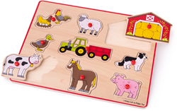 Bigjigs Puzzle di legno della fattoria - 9 pezzi