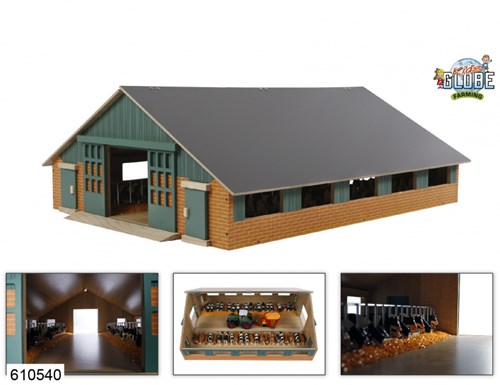 Kids GLOBE stalla in legno fattoria mucche 1:32 giocattolo