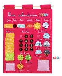 Ludi calendario educativo rosa - calendario da parete in tessuto per bambini