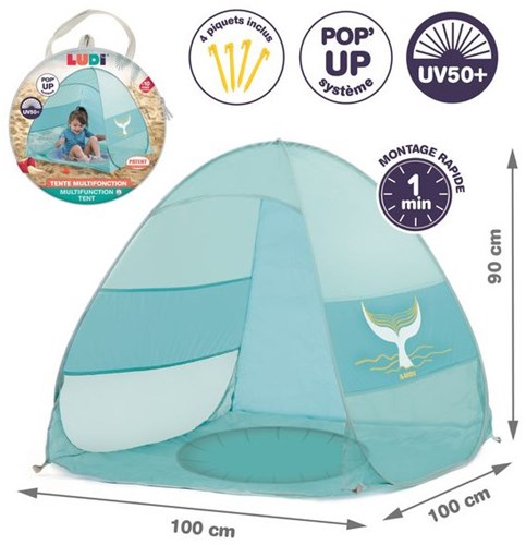 Ludi piscina da gioco tenda pop-up UV50+ XXL piscina baby blu multicolore