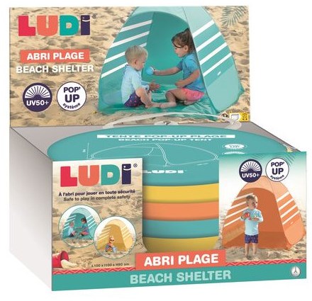 Ludi tenda da spiaggia pop-up UV50+ protezione bambino multicolore