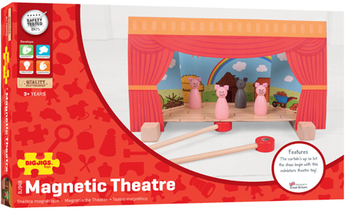 BigJigs teatro magnetico in legno marionette - teatro da gioco con figure magnetiche-2