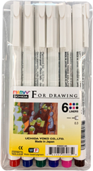 Marvy Uchida penne tecniche fineliner 0,3 mm colorate set 6 pezzi