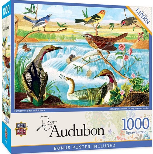 Master Pieces puzzle Audubon uccelli e ruscello 1000 pezzi-2