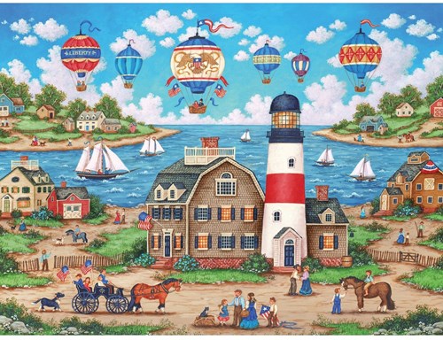 Master Pieces puzzle Heartland Collection Balloons Over the Bay 500 pezzi