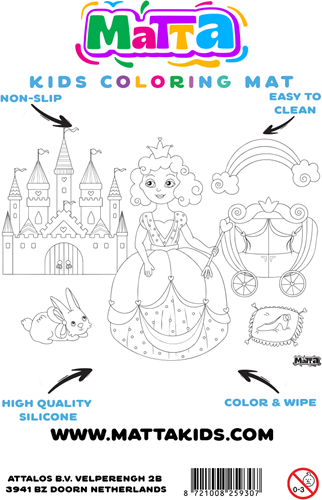 Matta Kids - Prinses kasteel - Herbruikbare Kleur- en Veegplacemat-2