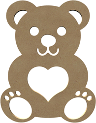 Gomille figura MDF orso con cuore 26 cm decorazione creativa