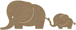 Gomille famiglia di elefanti MDF 58 cm decorazione fai-da-te