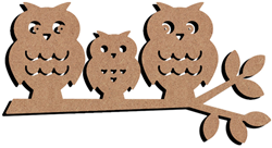 Gomille figura in MDF famiglia di gufi 58 cm decorazione
