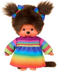Bambola Monchhichi vestito arcobaleno 20 cm peluche giocattolo