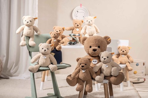 Steiff orsetto Mila peluche morbido in valigia beige 21 cm regalo-2