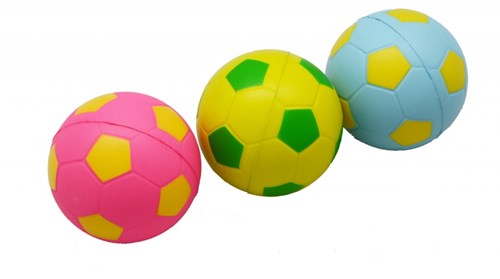 Angel Sports palloni da calcio in morbida schiuma set 3 blu rosa giallo stampa calcio