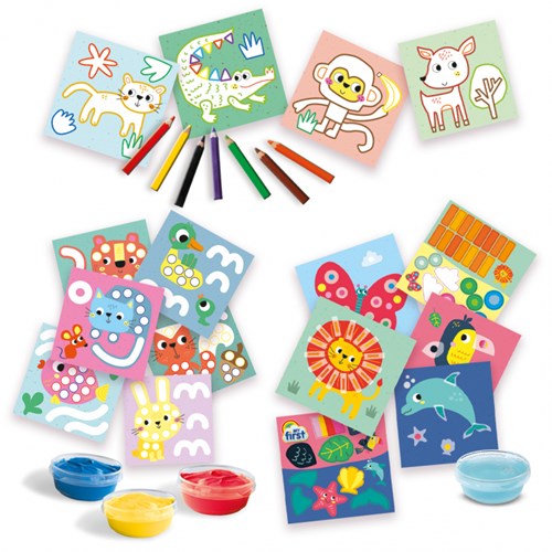 Ses set creativa pittura dita colorare forme incollare per bambini piccoli-2