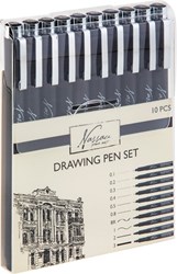 Nassau fineliner nero set - 10 penne da disegno per adulti