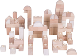 Bigjigs Blocchi di legno a scatto - 100 pezzi
