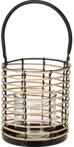 Home & Styling lanterna decorazione in legno marrone 17x15,5x14cm luce d'atmosfera