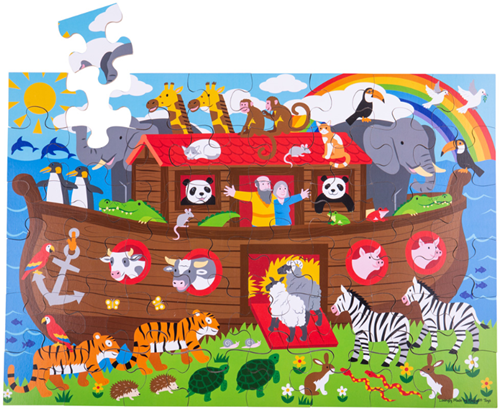 BigJigs puzzle pavimento Arca di Noè animali colorati 48 pezzi
