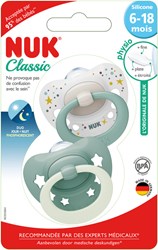 Nuk ciuccio baby Classic Night&Day silicone 6-18 mesi verde