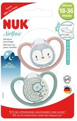Nuk succhietti Airflow Day & Night silicone 18-36M pinguino riccio
