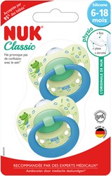 Nuk succhietto silicone 6-18 mesi design rana set 2 pezzi