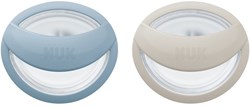 NUK succhietto in silicone per neonati blu crema 0-9 mesi 2 pezzi senza BPA
