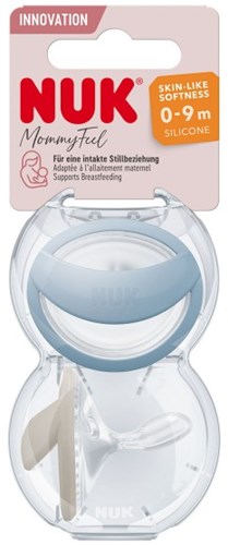 NUK succhietto in silicone per neonati blu crema 0-9 mesi 2 pezzi senza BPA-2