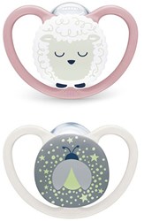 Nuk - Perfect Match Air Night - Pacifiers (2) - Sil - 0-6M - Sheep/FireFly (was NU-10730896)