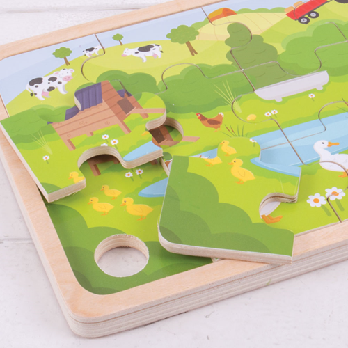 BigJigs puzzle in legno fattoria - giocattolo educativo per bambini-3