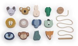 Trixie Perle da infilare in legno con animali - Giocattolo educativo in legno con animali