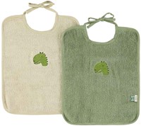 Trixie bavaglino XL 2-pack - grandi bavaglini per bambini cotone biologico dinosauro