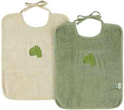 Trixie bavaglino XL 2-pack - grandi bavaglini per bambini cotone biologico dinosauro