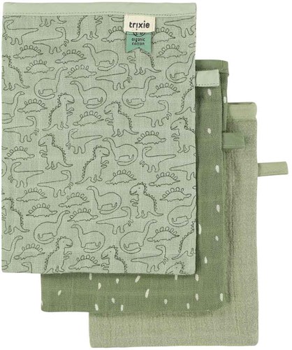 Trixie salviette per neonati verdi 3-pack - morbido tetra Daring Dino