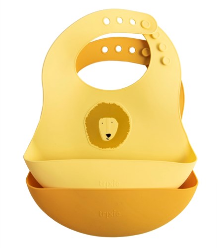Trixie bavaglino in silicone 2-pack Mr. Lion - bavaglini per bambini con tasca raccogli-cibo