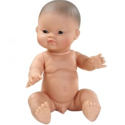 Paola Reina Gordi Bambola Neonato Maschio Occhi di Mandorla - 34 cm