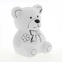 Pincello salvadanaio orso ceramica bianca 9 cm giocattolo creativo