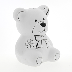 Pincello salvadanaio orso ceramica bianca 9 cm giocattolo creativo