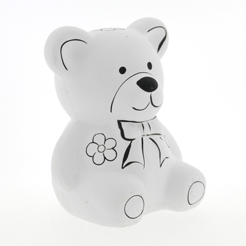 Pincello salvadanaio orso ceramica bianca 9 cm giocattolo creativo