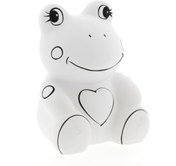 Pincello salvadanaio rana ceramica bianca 9 cm - kit creativo