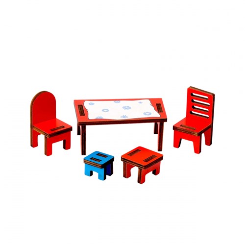Kinderboeken Pippi Calzelunghe set di mobili in legno accessori casa delle bambole
