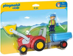 Playmobil trattore da fattoria con rimorchio 1.2.3 - 6964 giocattolo