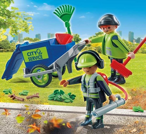 Playmobil City Life Set di figure squadra pulizia stradale - vita cittadina-3