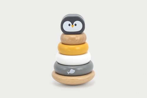 PolarB impilatore in legno pinguino giocattolo educativo multicolore