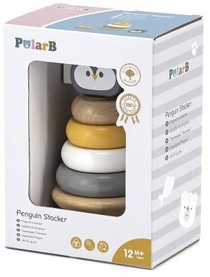 PolarB impilatore in legno pinguino giocattolo educativo multicolore-2