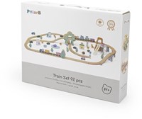 PolarB pista treno in legno set giocattolo - 90 pezzi - accessori colorati-2
