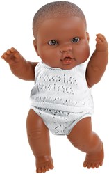 Paola Reina bambola neonato maschio scuro vinile 22cm intimo