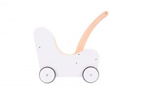 Angel Sports passeggino per bambole in legno rosa-bianco con accessori-2
