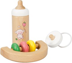 Heless set neonato in legno pecora con biberon e sonaglio