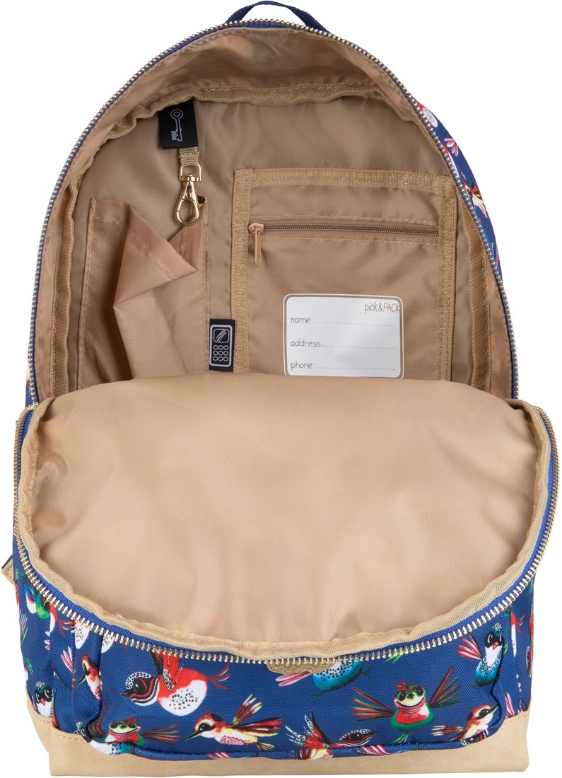 Pick Pack zaino bambini uccelli navy zaino scuola sostenibile