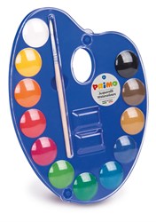 Primo set acquerelli - 12 colori in scatola di plastica con pennello