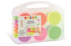 Primo colori a dita fluo 6 barattoli in valigetta - set creativo bambini